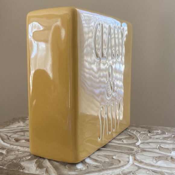 🥰 NWT - CLASSY & SASSY- office desk reminder gift paper weight ceramic sign 🥰 - Picture 2 of 6